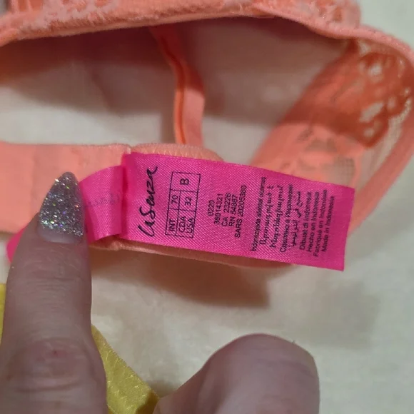 La SENZA Lace Remix Demi Bra Set - Peach and Yellow - Picture 3 of 9